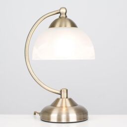 ValueLights Pair of Antique Brass Table Lamp in Metallic Gold