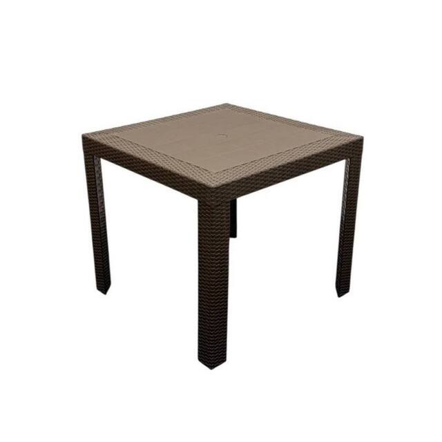 NESTLUNE Brown Wicker Garden Table, Brown Wicker Patio Table - Size: 100 cm x 15 cm - image 1