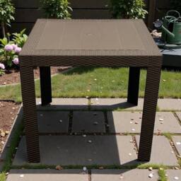 NESTLUNE Brown Wicker Garden Table, Brown Wicker Patio Table - Size: 100 cm x 15 cm - thumbnail 3