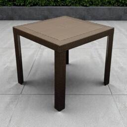 NESTLUNE Brown Wicker Garden Table, Brown Wicker Patio Table - Size: 100 cm x 15 cm - thumbnail 2