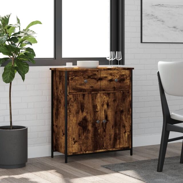 Berkfield Home Sideboard Smoked Oak 70x30x80 cm Engineered Wood in Brown - Size: 70 x 30 x 80 cm - image 1