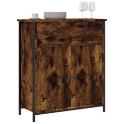 Berkfield Home Sideboard Smoked Oak 70x30x80 cm Engineered Wood in Brown - Size: 70 x 30 x 80 cm - thumbnail 3