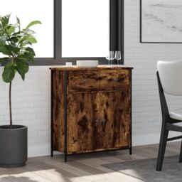 Berkfield Home Sideboard Smoked Oak 70x30x80 cm Engineered Wood in Brown - Size: 70 x 30 x 80 cm - thumbnail 1