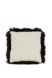 Fenland England Real Sheepskin Fluffy Cushion in Chocolate - thumbnail 3