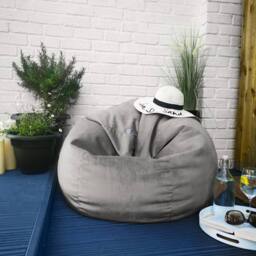 rucomfy Beanbags rucomfy Indoor Adults Classic Slouchbag Bean Bag Chair - Velvet Seat in Light Grey