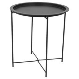 Harbour Housewares Round Steel Tray Table in Black