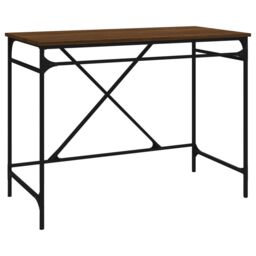 Berkfield Home Desk Brown Oak 100x50x75 cm Engineered Wood & Iron - Size: 100 x 50 x 75 cm - thumbnail 2