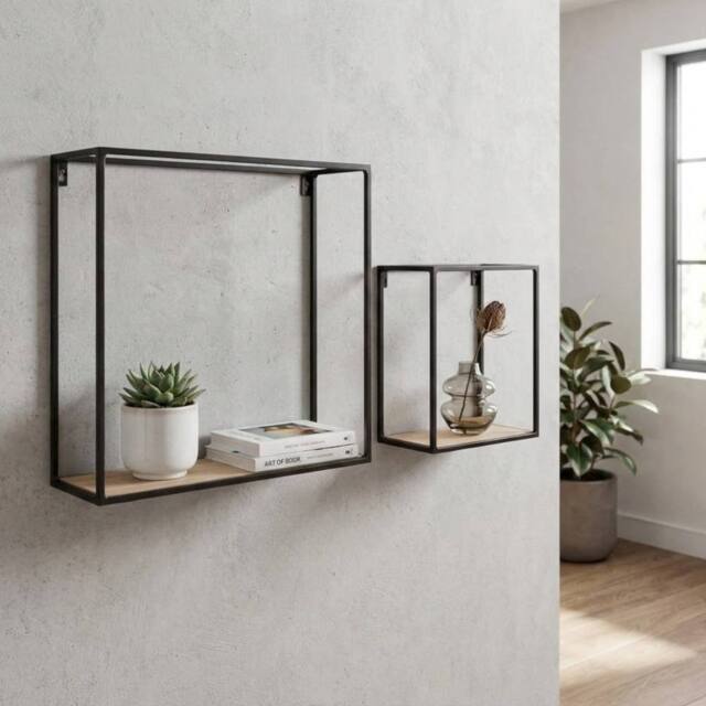 Garden Greatness Duo Brixton Floating Cuboid Wall Shelf's in Black - image 1