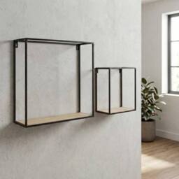 Garden Greatness Duo Brixton Floating Cuboid Wall Shelf's in Black - thumbnail 2