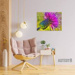 "Artery8 Scottish Thistle Flower Scotland Canvas Wall Art Print in Purple - Size: W18"" x H24""" - thumbnail 3