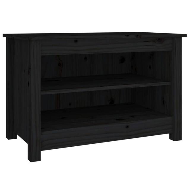 Berkfield Home Shoe Bench Black 70x38x45.5 cm Solid Wood Pine - image 1