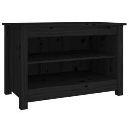 Berkfield Home Shoe Bench Black 70x38x45.5 cm Solid Wood Pine - thumbnail 1