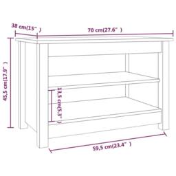 Berkfield Home Shoe Bench Black 70x38x45.5 cm Solid Wood Pine - thumbnail 7