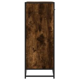 Berkfield Home Shoe Cabinet Smoked Oak 75x38x97.5 cm Engineered Wood & Metal in Brown - thumbnail 5