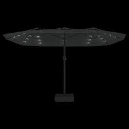 Berkfield Home Double-Head Parasol with LEDs Black 449x245 cm - thumbnail 6