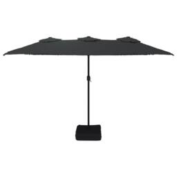 Berkfield Home Double-Head Parasol with LEDs Black 449x245 cm - thumbnail 4
