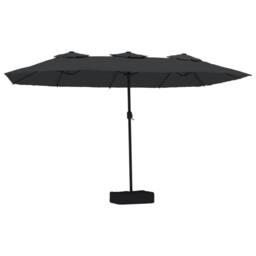 Berkfield Home Double-Head Parasol with LEDs Black 449x245 cm - thumbnail 2