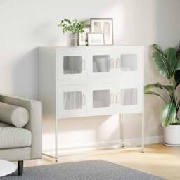 Berkfield Home Sideboard White 100.5x39x107 cm Cold-rolled Steel - thumbnail 3