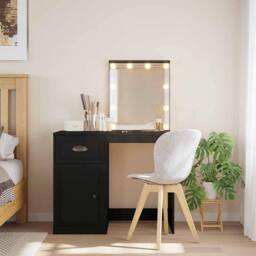 Berkfield Home Dressing Table with LED Lights Black 90x42x132.5 cm - thumbnail 2