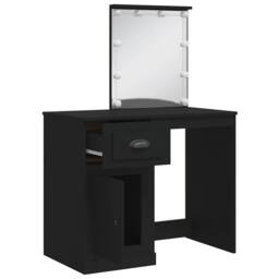 Berkfield Home Dressing Table with LED Lights Black 90x42x132.5 cm - thumbnail 4