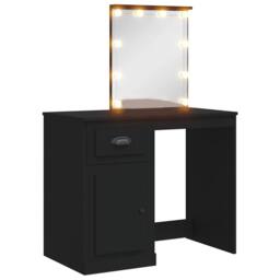 Berkfield Home Dressing Table with LED Lights Black 90x42x132.5 cm