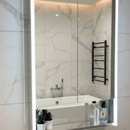 Bathroom Kingdom Poppy Illuminated LED Mirror Cabinet 900x600mm in Silver