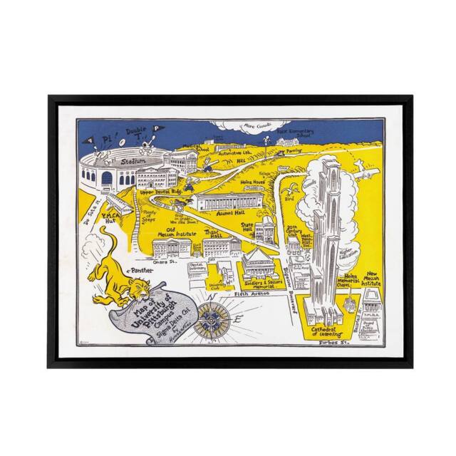"Artery8 Map Hungerford 1935 Pittsburgh University Framed Canvas Wall Art Print - Size: W18"" x H24""" - image 1