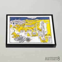 "Artery8 Map Hungerford 1935 Pittsburgh University Framed Canvas Wall Art Print - Size: W18"" x H24""" - thumbnail 2