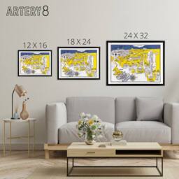 "Artery8 Map Hungerford 1935 Pittsburgh University Framed Canvas Wall Art Print - Size: W18"" x H24""" - thumbnail 4