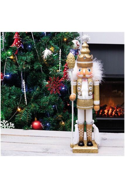 Netagon Gold Nutcracker with Staff Christmas Decoration - image 1