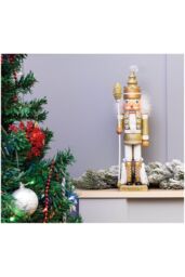 Netagon Gold Nutcracker with Staff Christmas Decoration - thumbnail 3