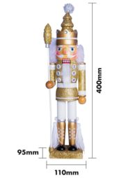 Netagon Gold Nutcracker with Staff Christmas Decoration - thumbnail 2