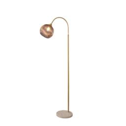 Lighting Collection RIBBED GLASS FLOOR LAMP GREY in Bronze - thumbnail 2