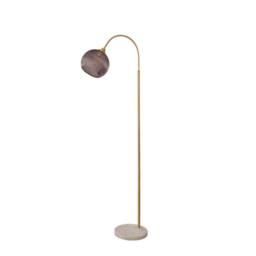 Lighting Collection RIBBED GLASS FLOOR LAMP GREY in Bronze - thumbnail 3