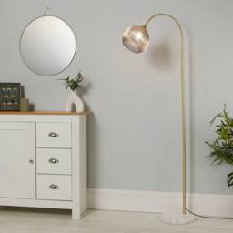 Lighting Collection RIBBED GLASS FLOOR LAMP GREY in Bronze