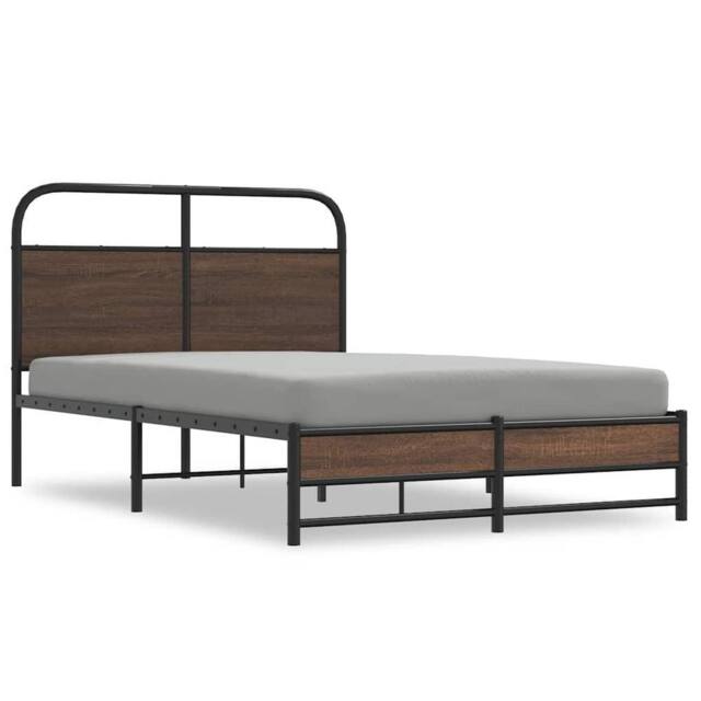 Berkfield Home Bed Frame without Mattress 135x190 cm Brown Oak Engineered Wood - image 1