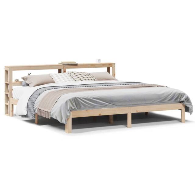 Berkfield Home Bed Frame with Headboard without Mattress 200x200 cm in Natural - image 1