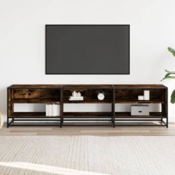 Berkfield Home TV Cabinet Smoked Oak 180x40x46 cm Engineered Wood in Brown - Size: 180 x 40 x 46 cm - thumbnail 3