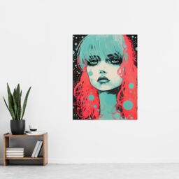 "Artery8 Wall Art Print Emo Daydreams Crimson & Mint Modern Artwork Anime Painting Poster - Size: W12"" x H16""" - thumbnail 4