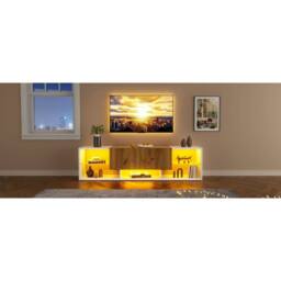 AKI HAUS 160cm White TV Unit With LED Lighting - thumbnail 2