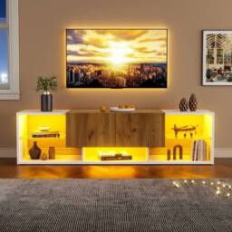 AKI HAUS 160cm White TV Unit With LED Lighting
