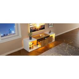 AKI HAUS 160cm White TV Unit With LED Lighting - thumbnail 3