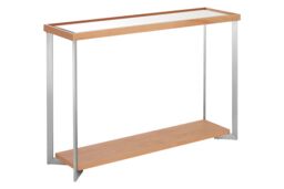 Orsina Console Table With Open Shelf, Black & Gold Finish Accent Table With Sturdy Metal Legs, Luxe Hallway Table in Beige - thumbnail 2