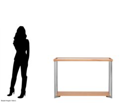 Orsina Console Table With Open Shelf, Black & Gold Finish Accent Table With Sturdy Metal Legs, Luxe Hallway Table in Beige - thumbnail 3