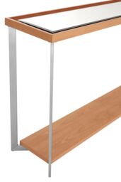 Orsina Console Table With Open Shelf, Black & Gold Finish Accent Table With Sturdy Metal Legs, Luxe Hallway Table in Beige - thumbnail 6