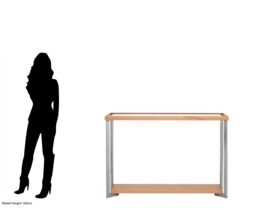 Orsina Console Table With Open Shelf, Black & Gold Finish Accent Table With Sturdy Metal Legs, Luxe Hallway Table in Beige - thumbnail 4