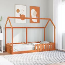 Berkfield Home Kids' House Bed Frame without Mattress Wax Brown 80x200 cm - thumbnail 1