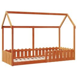Berkfield Home Kids' House Bed Frame without Mattress Wax Brown 80x200 cm - thumbnail 3