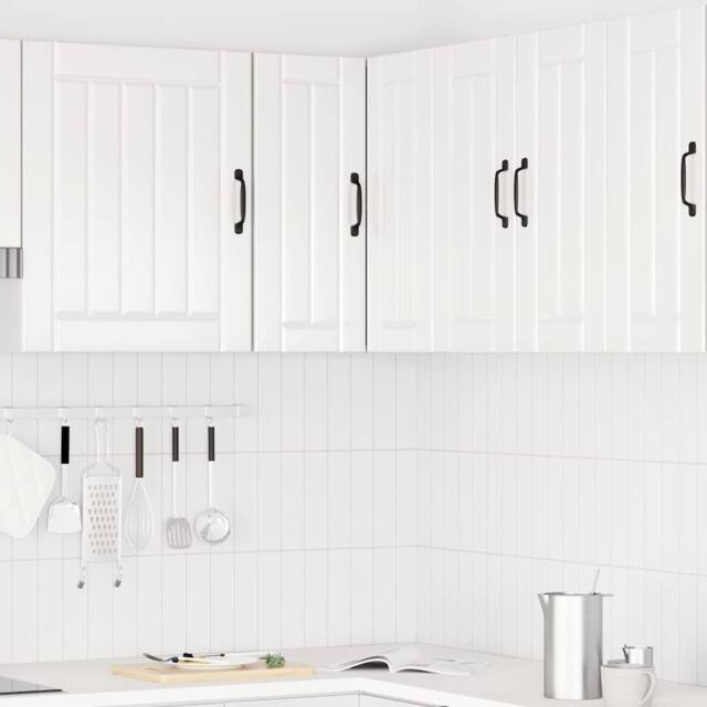 Berkfield Home Kitchen Wall Corner Cabinet Porto High Gloss White Engineered Wood - image 1