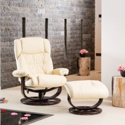 Artemis Home Gilchrist Swivel Recliner & Footstool in Cream - thumbnail 1